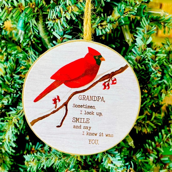 *Grandpa Round Cardinal Ornament - Picture 1 of 12